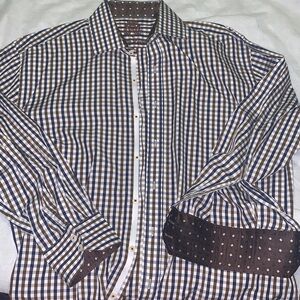 English Laundry Brown, Navy & White Plaid Button-Front Shirt
